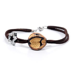 Gold Collection Bracelet with Charm - Leaves Design