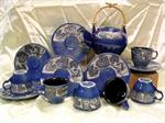 Coffee /  Tea Set, 1 Tea Pot, 6 Cups & 6 Saucers - Leaves