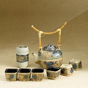 6 Cups Tea Set - Leaves Design