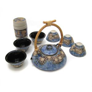 Tea Set with 1 Tea Pot, 6 Cups and 1 Tea Caddy - Flower Design