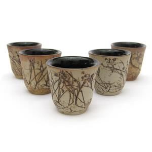 Set of 5 Sake Cups - Twigs Design