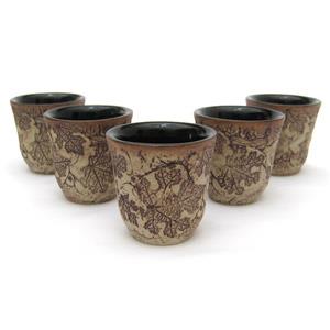 Set of 5 Sake Cups - Leaves Design