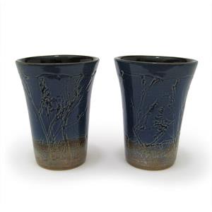 Set of 2 Tumblers or Japanese Beer Mugs - Twigs Design