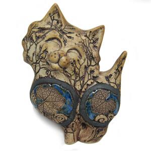 Animal Figurine - Cat With Floral Design