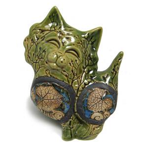 Animal Figurine - Cat With Floral Design